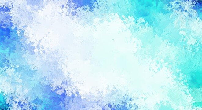 Heavily textured abstract impressionist background mixing cool blue, icy white, and turquoise tones for artistic display, azure, icy, turquoise