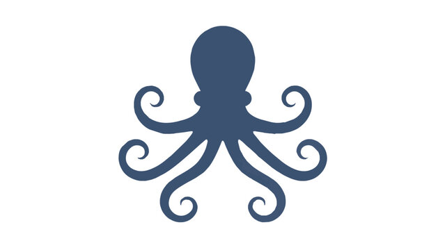 Silhouette of an Octopus with Curled Tentacles.