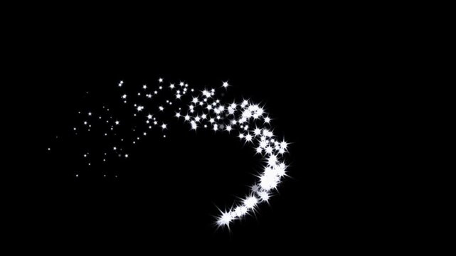 Christmas glitter stars animation, white sparkling fairy dust trail, luxury shimmer particles, glowing magic light burst, twinkling star line transition, black screen background chroma key overlay, 4K