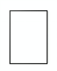 Fototapeta premium Empty vertical black picture frame mockup for art and photography display