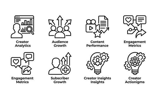 Analytics growth icons on screen display