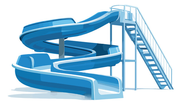 Modern Blue Water Slide at Amusement Park.