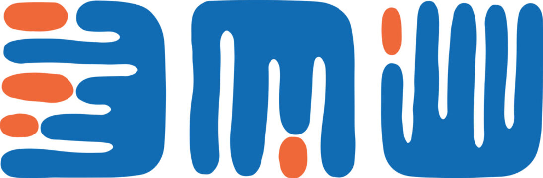 Abstract blue and orange shapes mimicking something dripping. Transparent Background.