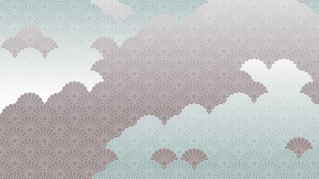 日本の伝統紋様。菊青海波のイラスト動画。