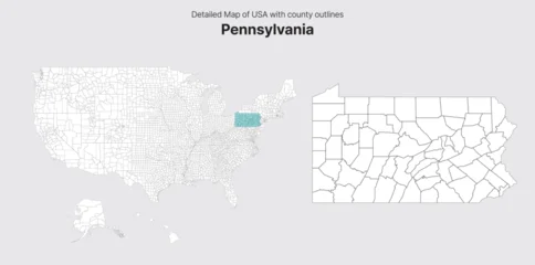 Vector US State and County Boundary Map. Pennsylvania map. © Tuna salmon