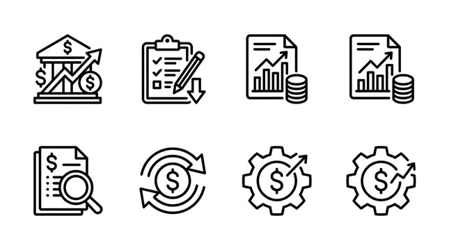 Financial management icons for business planning