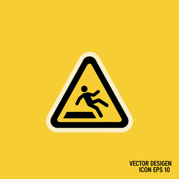 Slipping and Falling Hazard Warning Sign Icon
