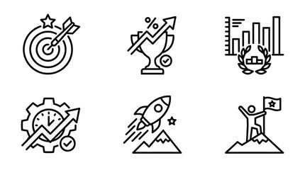 Fototapeta premium Performance achievement icons set for business success
