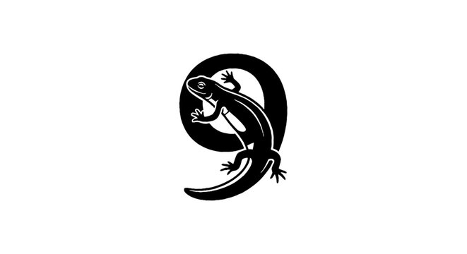 Black and white lizard logo design.