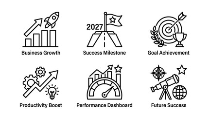 Fototapeta premium Premium icon set for Growth and Achievement