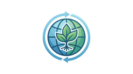 Obraz premium Global Growth Icon: Planet Earth with Sprout and Recycling Arrows
