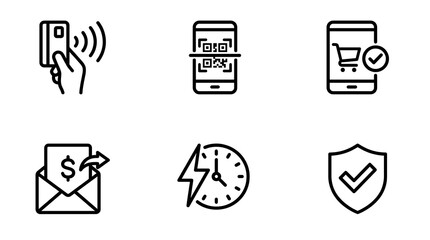 Fototapeta premium Monochrome outline icons set on white background