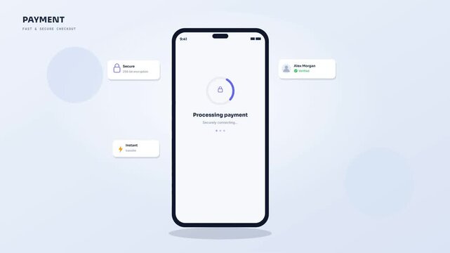 Successful mobile payment confirmation on a smartphone app with secure checkout screen