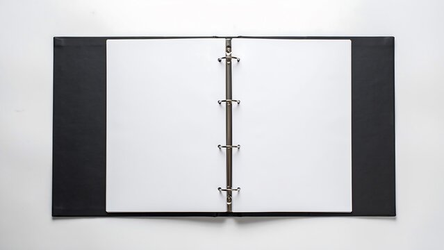 Blank ring binder notebook mockup isolated on white background for office and stationery concept