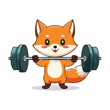 Cute Fox Lifting Weights