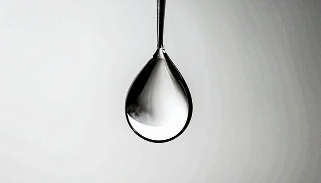 Hanging Water Drop on White Background