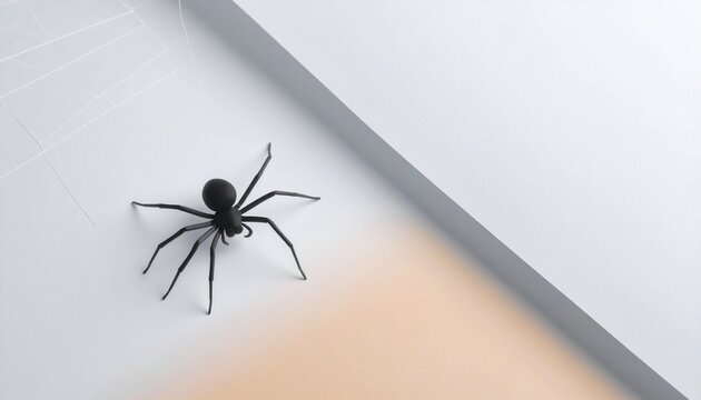 Black Spider on White Surface with Cobwebs