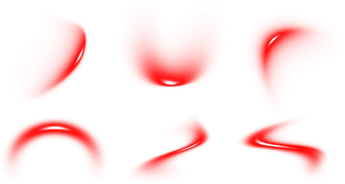 Abstract red light motion blur curves and shapes set