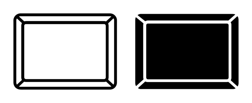 Two Rectangle Frames, Outline and Solid Black, Simple Geometric Shapes, Graphic Design Elements