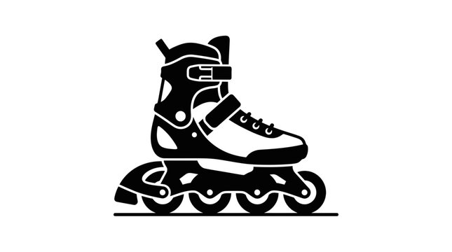 Inline Skate Icon - Rollerblade Silhouette Vector Art