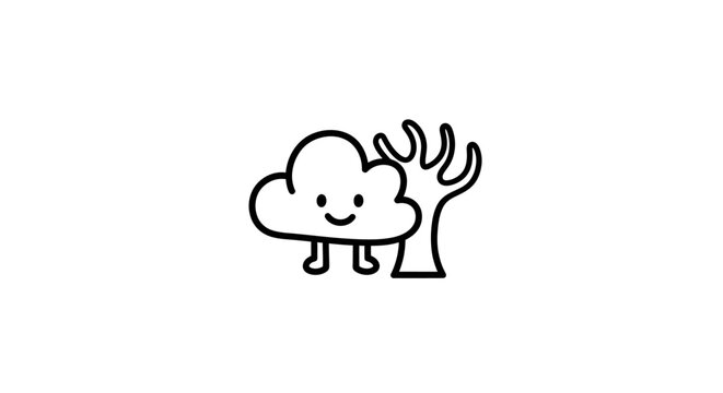 Smiling Cloud with Antlers Cartoon Character.