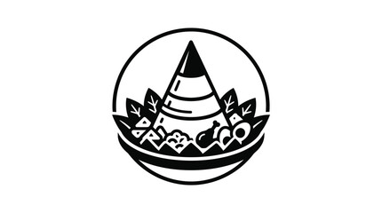 Fototapeta premium Indonesian Nasi Tumpeng Food Icon, Traditional Rice Cone Dish