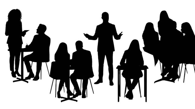 Group of people having a business meeting isolated on transparent background, Vector