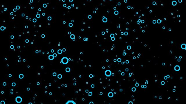 A shower of octagon outlines. Alpha Channel. Seamless loop animation.