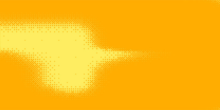 Yellow orange bitmap pixel texture. Dotted dither gradient pattern background. 8 bit halftone faded pop art gradation wallpaper. Vanishing raster video arcade game backdrop for banner, poster. Art