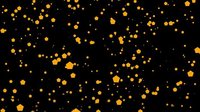 A shower of pentagons. Alpha Channel. Seamless loop animation.