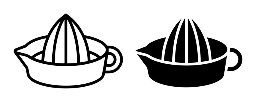 Citrus Juicer Icons, Manual Lemon Squeezer, Kitchen Tool Vector Graphics