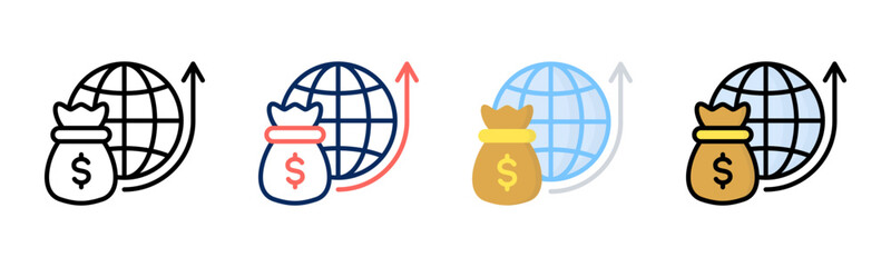 Fototapeta premium Economic Trends icon set multiple style collection