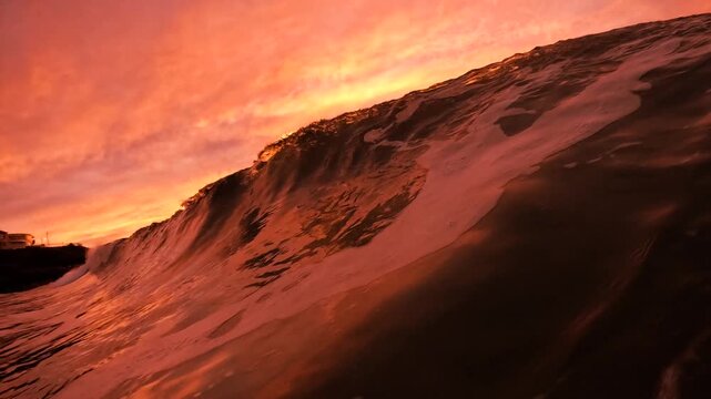 Slow motion video of a wave breaking at sunrise at Bronte Beach in Sydney, Australia