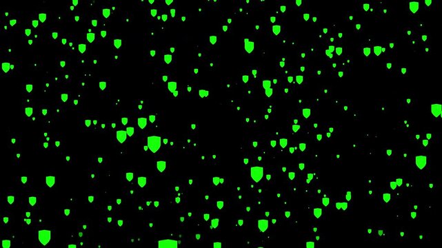 A shower of shields. Alpha Channel. Seamless loop animation.
