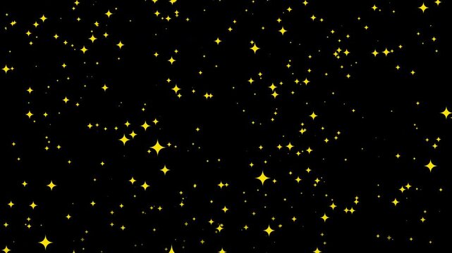 A shower of four-pointed stars. Alpha Channel. Seamless loop animation.
