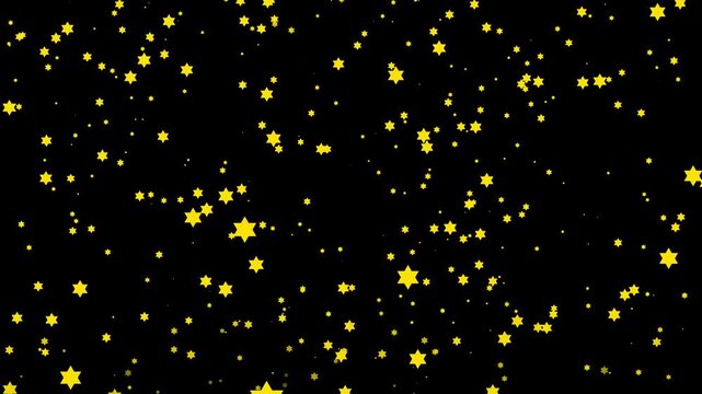 A shower of six-pointed stars. Alpha Channel. Seamless loop animation.