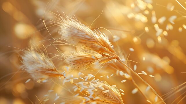 Reed spikelet with scattered seeds and pappus autumn