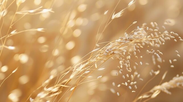 Reed spikelet with scattered seeds and pappus autumn