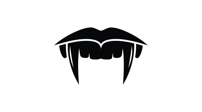 vampire teeth silhouette on white background fangs mouth black icon graphic design