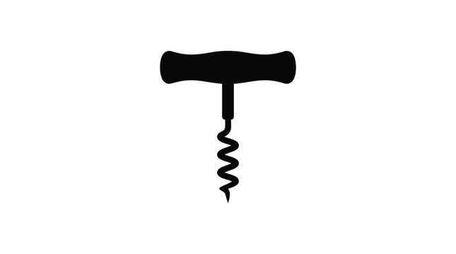corkscrew silhouette on white background black tool wine opening spiral helix handle