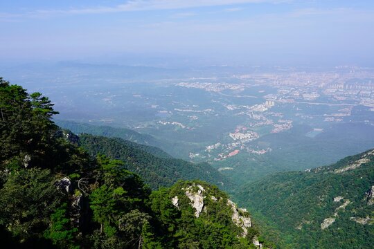 Panoramic view from Mount Lu (Lushan) overlooking Jiujiang, Jiangxi, China