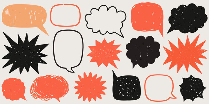 Comic style speech and thought bubbles hand drawn vector illustration