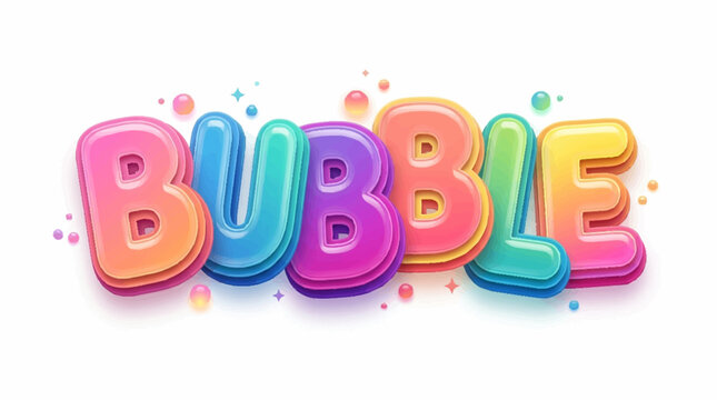 Vibrant 3D vector alphabet letters spelling 'BUBBLE' with colorful texture and marshmallow effect