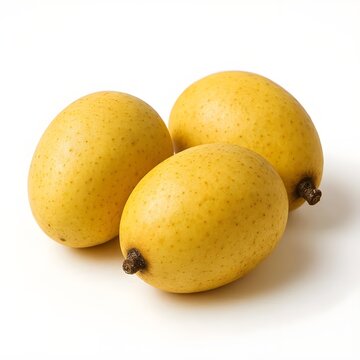 Sweet gandaria fruits or marian plum maprang bouea macrophylla isolated on white background, fresh yellow tropical exotic mango plum close up
