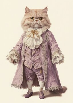 Persian cat costume wearing Rococo style outfit animal clothing fashion.