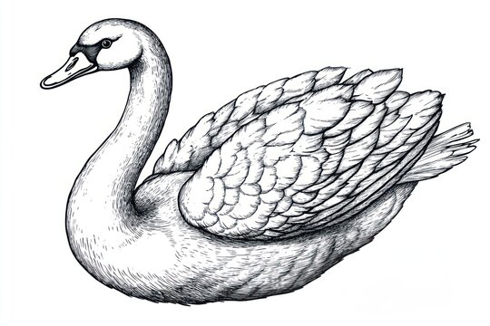 Swan art drawing details.