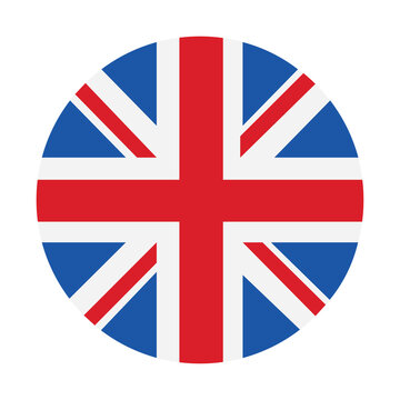 Circular icon of the united kingdom flag, union jack, representing british national identity and patriotism isolated on transparent background