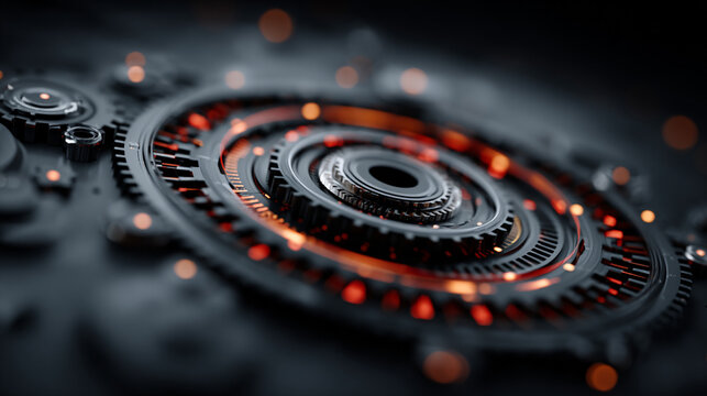 Digital transformation data flow with glowing red particles in futuristic technology background