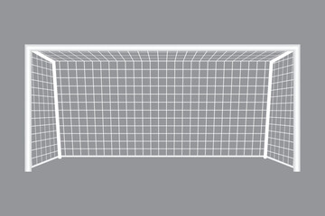 Soccer Goal: A clean, white soccer goal with a net stands ready on a gray background, symbolizing the game and its competitive spirit. © Salman
