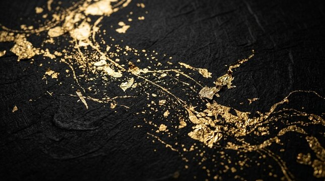 黒和紙と金箔の高級背景（日本・文化・禅）